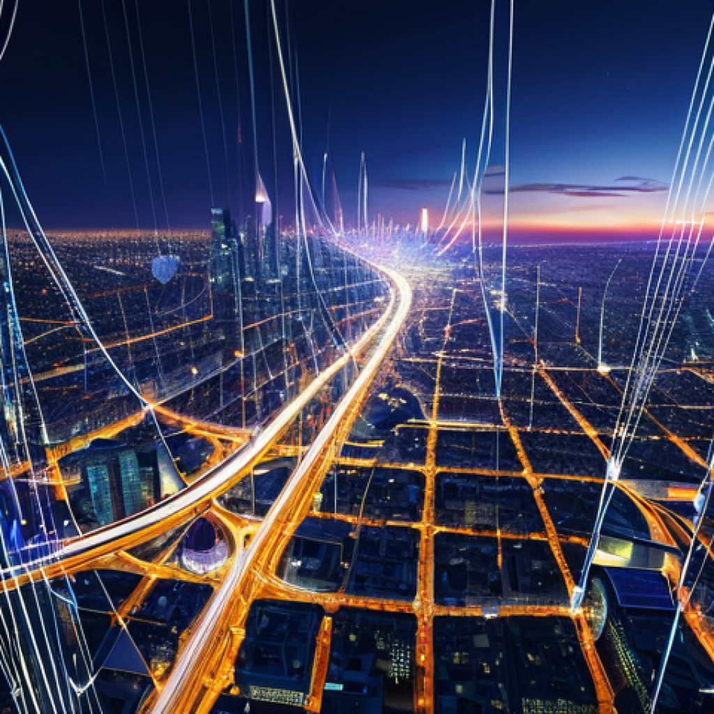 약한 연결을 활용한 온라인 네트워킹 팁 - **Prompt:** A dynamic, sprawling digital city at night, viewed from a slightly elevated perspective....